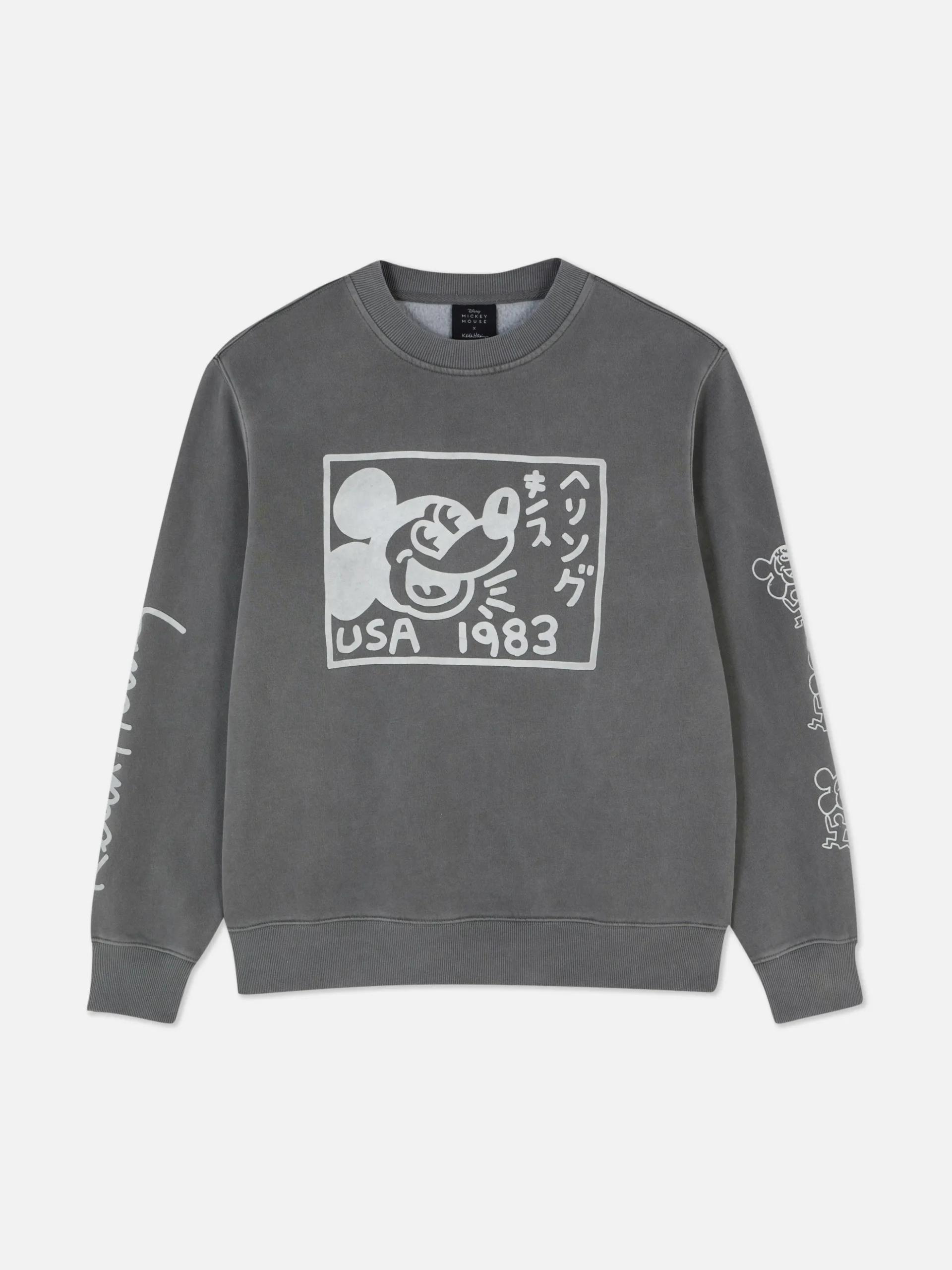 Sweat-shirt Délavé à L'acide Disney Mickey Mouse X Keith Haring