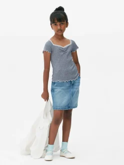 T-shirt à Rayures Et à Finitions En Dentelle