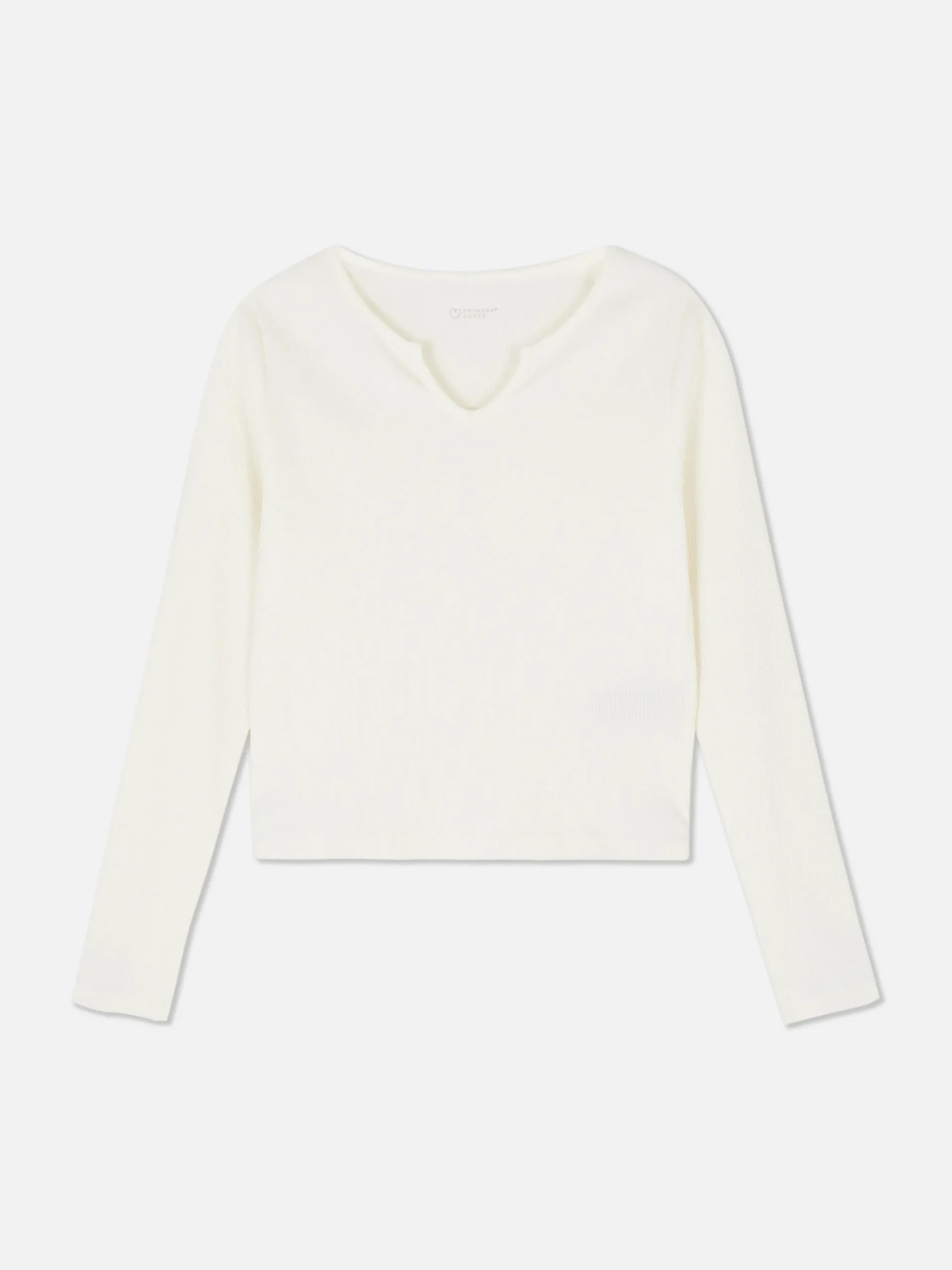 T-shirt Côtelé à Encolure Crantée