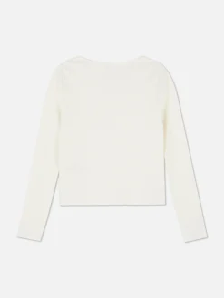 T-shirt Côtelé à Encolure Crantée