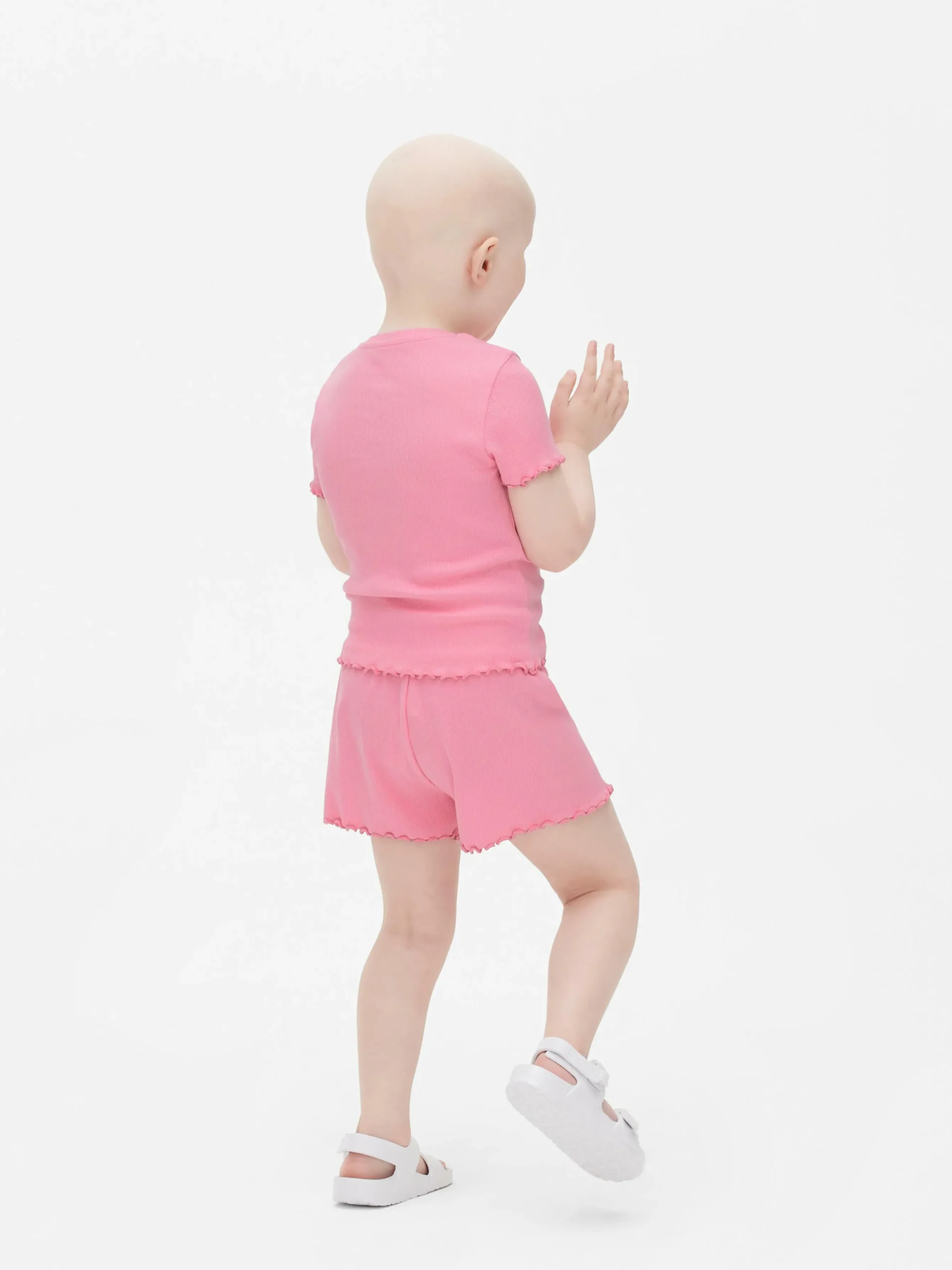 T-shirt Côtelé à Finition Festonnée à Coordonner