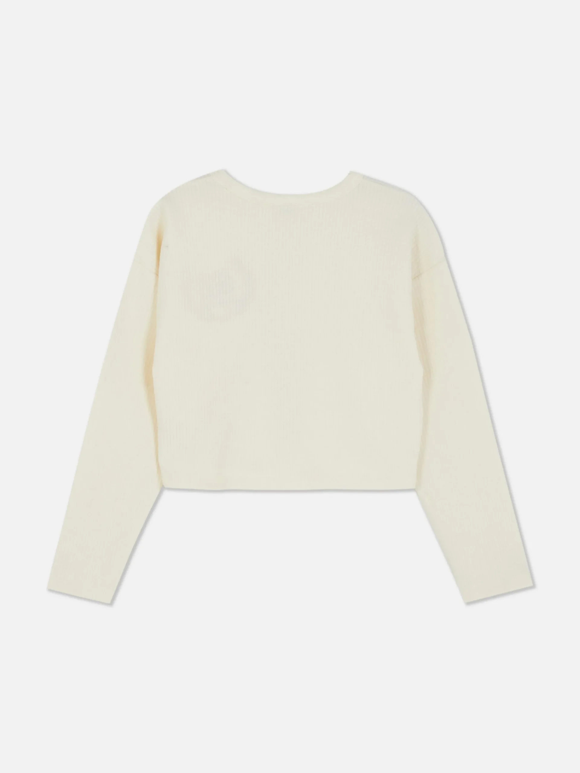 T-shirt Côtelé à Manches Longues