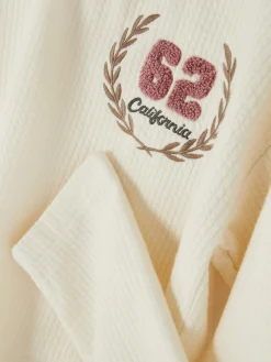 T-shirt Côtelé à Manches Longues