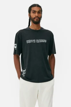 T-shirt Délavé à L'acide Disney Mickey Mouse X Keith Haring