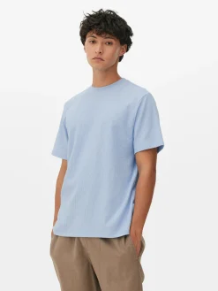 T-shirt Gaufré à Col Ras-du-cou