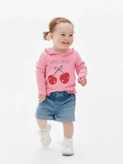 T-shirt Imprimé à Ourlet Ondulé