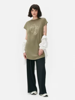 T-shirt Long à Col Ras-du-cou