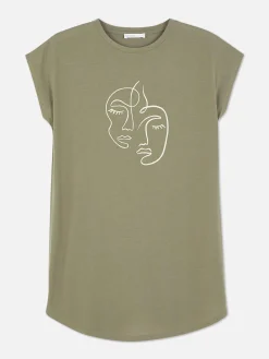 T-shirt Long à Col Ras-du-cou