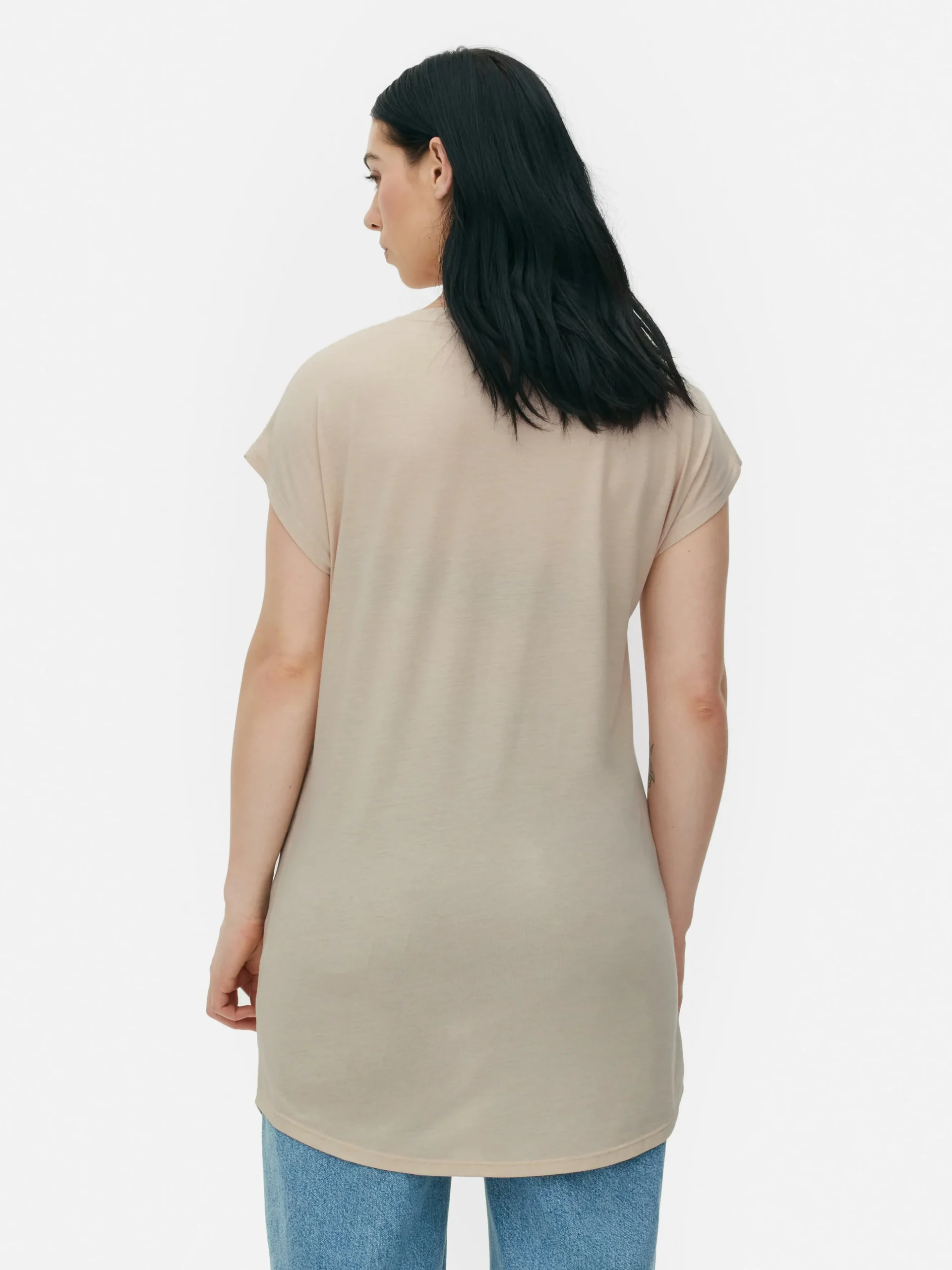 T-shirt Long à Col Ras-du-cou