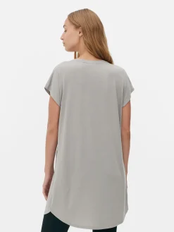 T-shirt Long à Col Ras-du-cou