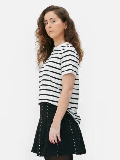 T-shirt Rayé à Col Ras-du-cou