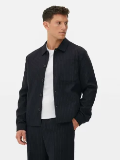 Veste Boutonnée à Rayures Fines Kem