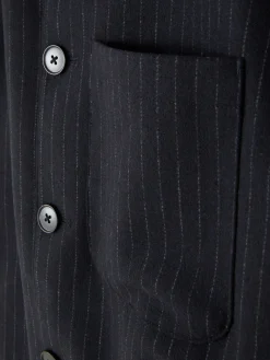 Veste Boutonnée à Rayures Fines Kem