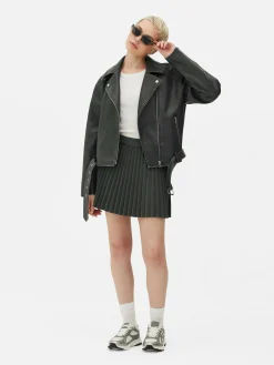 Veste De Motard En Simili Cuir Effet Vieilli