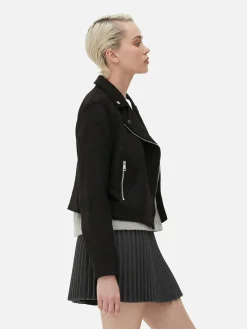 Veste De Motard Imitation Daim