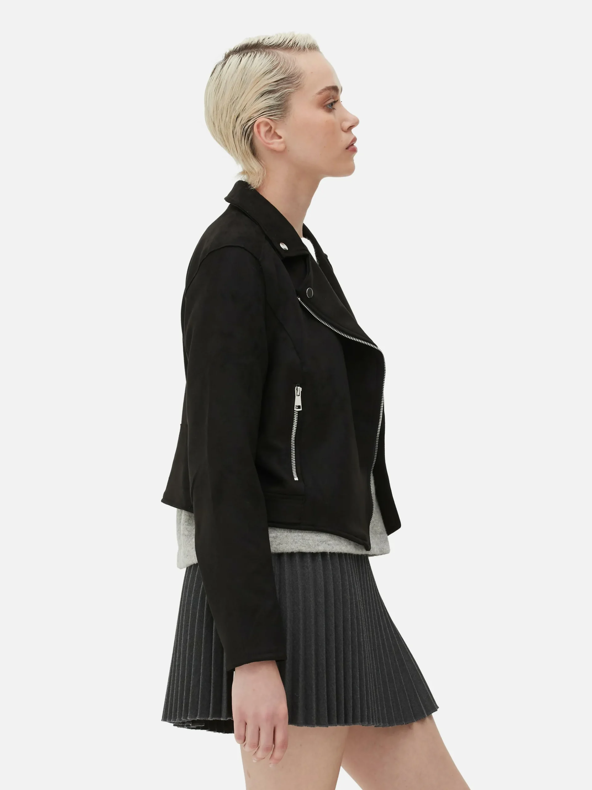 Veste De Motard Imitation Daim