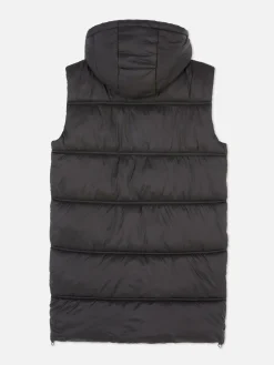 Veste Longue Sans Manche à Capuche